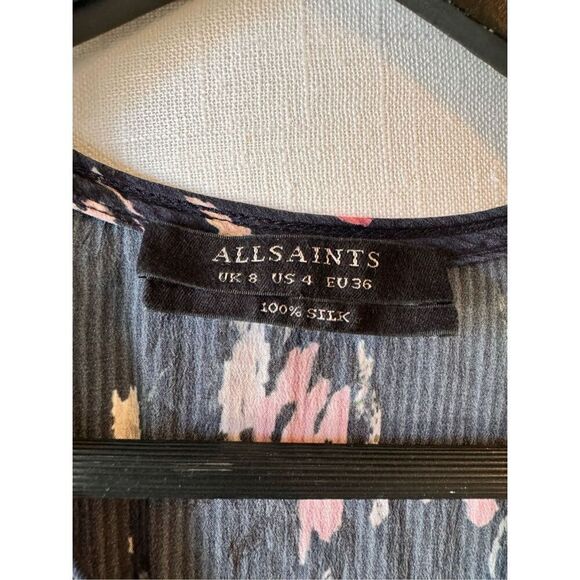 AllSaints Mitre Kirsch Dress, Ink Blue 100% Silk Size US 4 - Picture 3 of 9